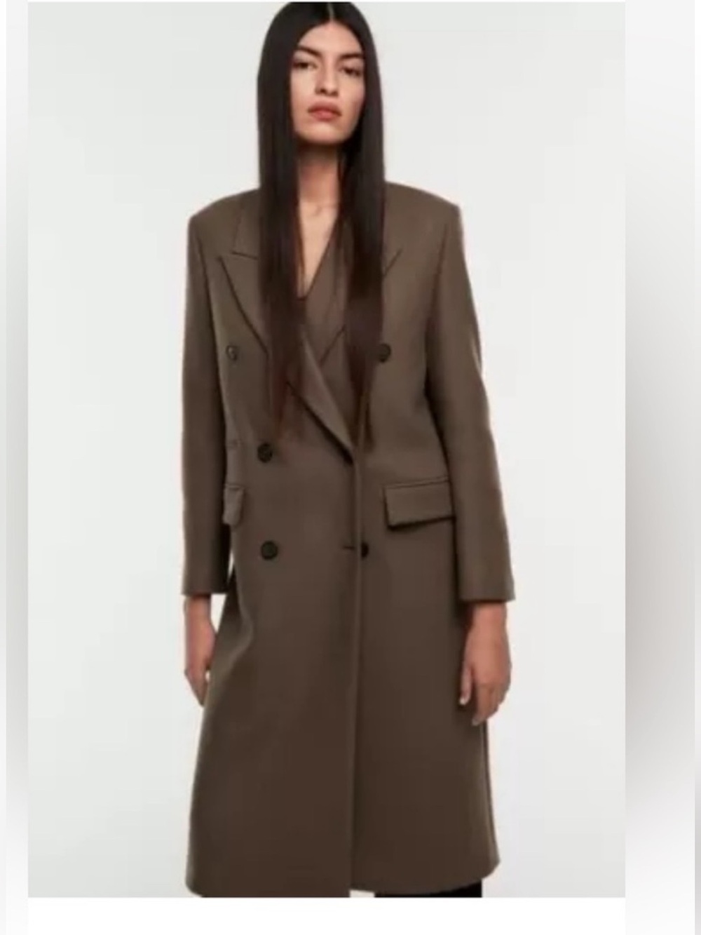 Zara Double-Breasted Brown Coat XS NWOT